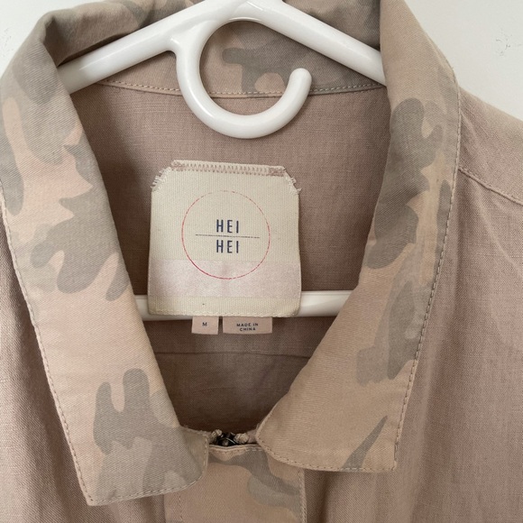 Anthropologie Hei Hei Khaki Camouflage Bomber Jacket M - Picture 4 of 6
